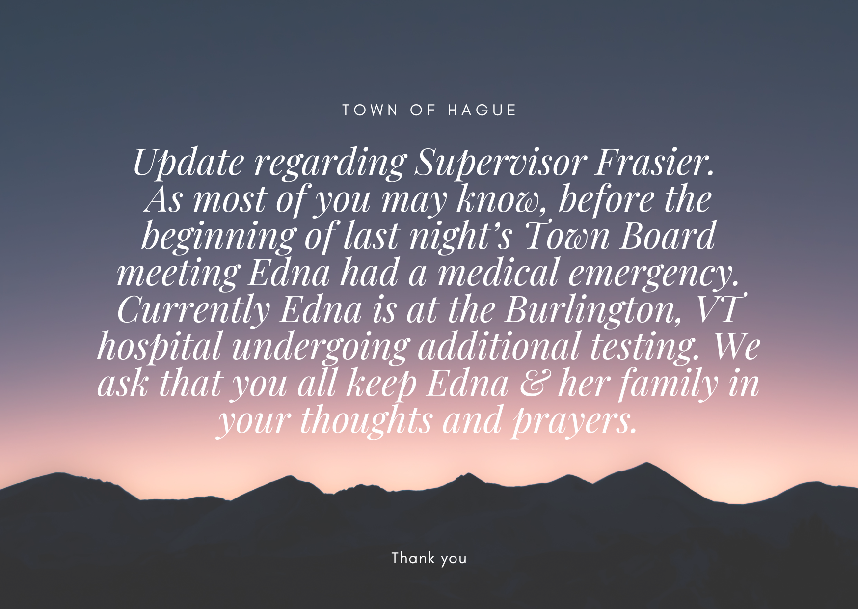Thoughts and Prayers for Supervisor Frasier 